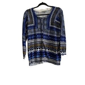 Joseph A. Top Women's Size XL Button Up Sweater Lightweight Long Sleeve Blue
PL